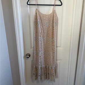 Anthropologie Lace Midi Dress in Cream